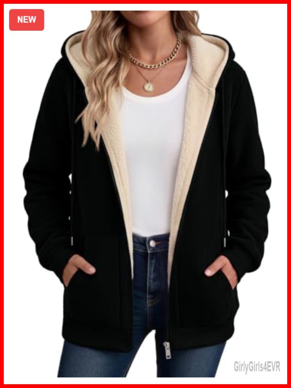 Sherpa Fleece Jacket Zip Up Thick Warm Hoodie Fall Winter Coat